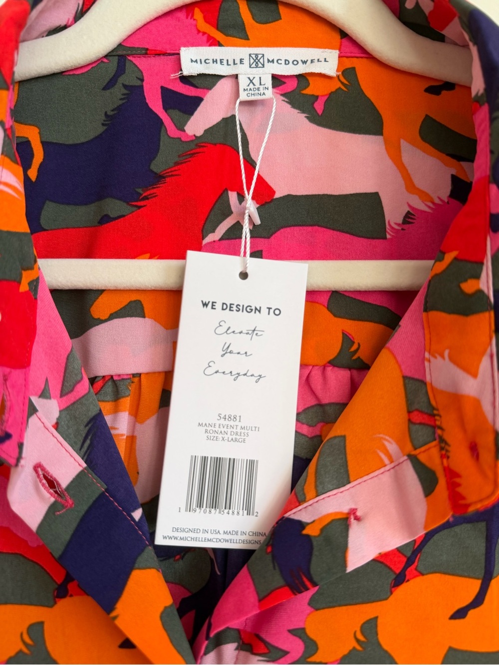 NWT Michelle McDowell Ronan Mane Event Multi Equestrian Shirt Dress Size XL Tie - Picture 2 of 16